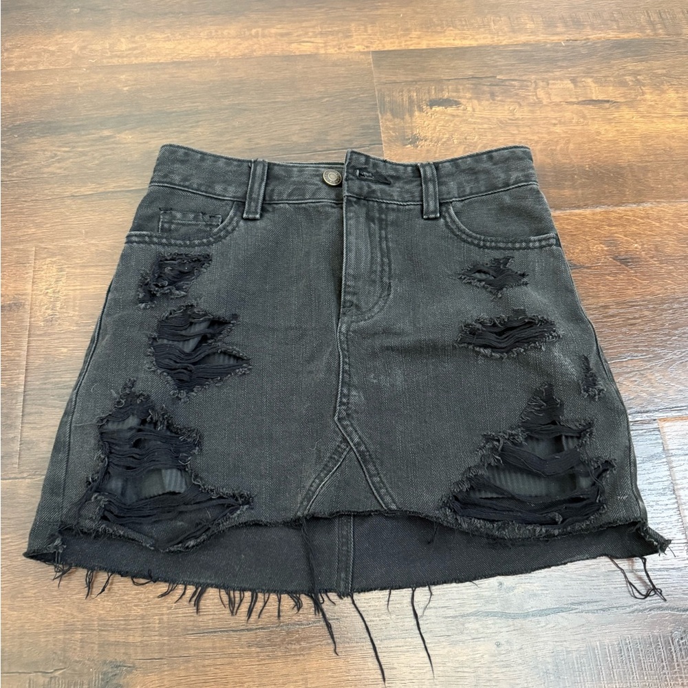 Hollister Black Distressed Mini Skirt